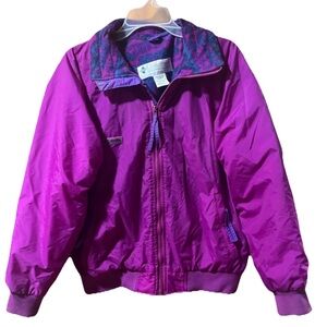 Vintage 90s Women’s Columbia Down Puffer Reversible Purple Full Zip L Jacket Ski